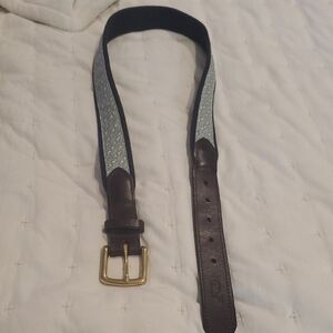 Vineyard Vines Pink and Green Belt with Leather Accents